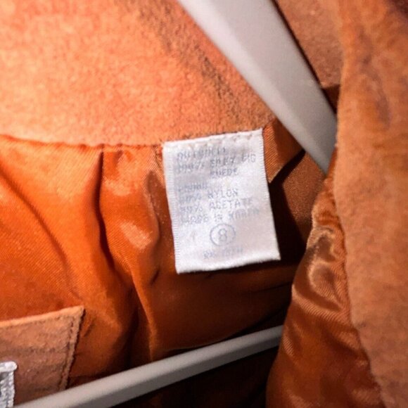 Lord & Taylor 100% Pig Suede Burnt Orange Bolero Leather Button Jacket Size 8 - Picture 8 of 13